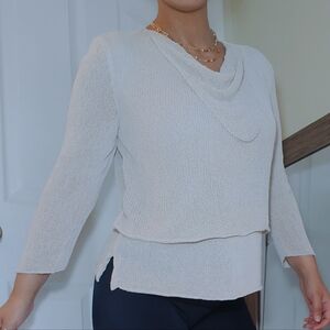 BALL OF COTTON Women's Sweater Small Knit Handloomed Asymmetrical Long Sleeve